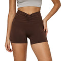 fashion seamless front wrinkle tight yoga shorts women's high waist belly control fitness pants butt lifting running sports shorts