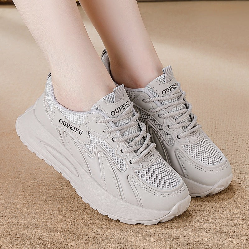 Plus size cross-border spring women's shoes new arrival breathable mesh sneakers k-style thick solecasual soft bottom running dad shoes