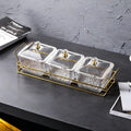 [3-compartment fruit plate with lid and gold rim] + iron frame, thickened plastic