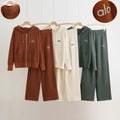 Women's fall/winter  export: hooded casual cardigan & wide-leg pants two-piece set - letter zipper knit tracksuit