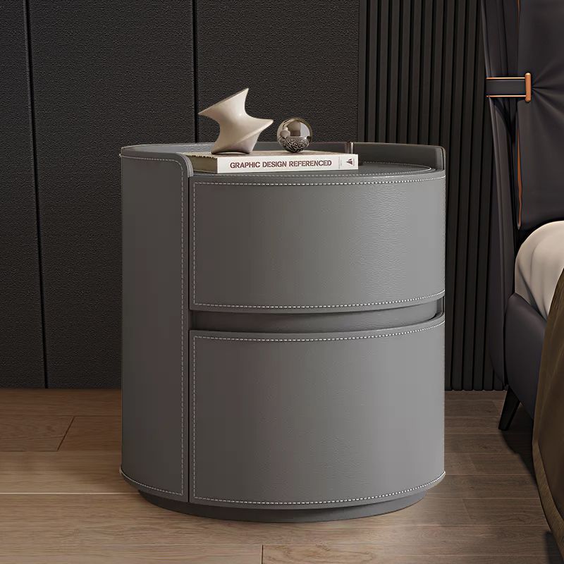 Creative design bedside table solid wood saddle leather  new modern minimalist light luxury high-end bedroom
