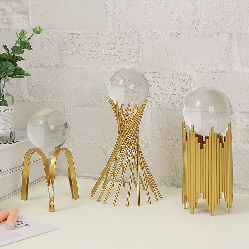 Nordic style minimalist luxury crystal ball ornament - decorative glass sphere for home living room, new home art display