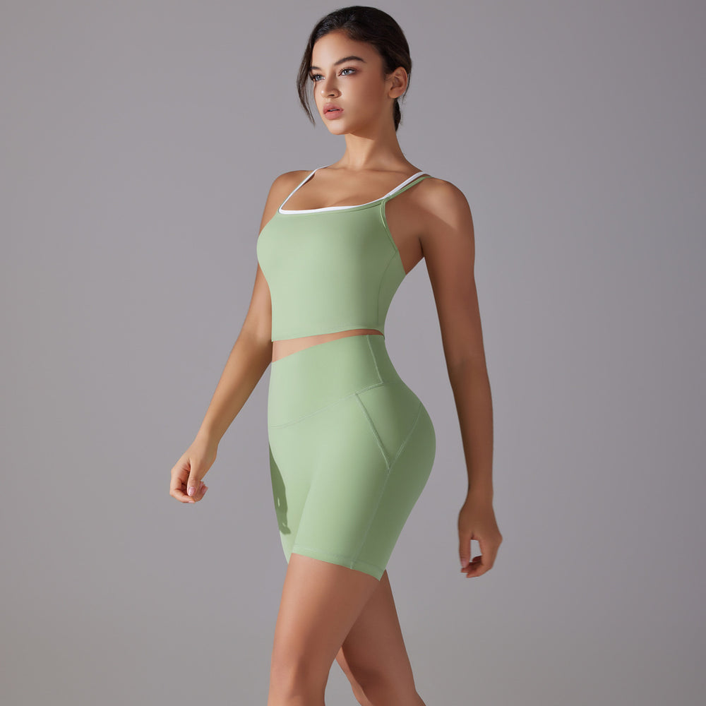 New arrival antibacterial wear-free underwear yoga suit beautiful back cross color matching sports intimates fitness shorts yoga clothes for women