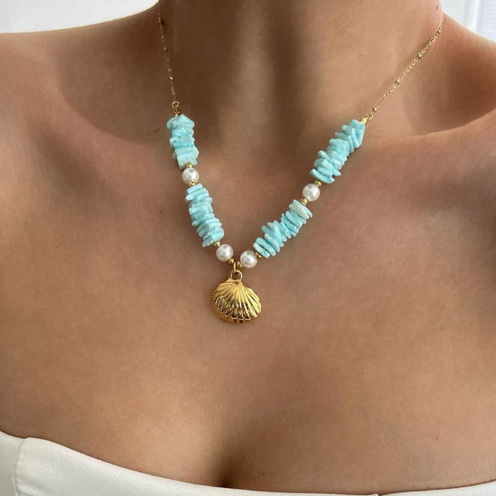 European and american cross-border jewelry: summer ins ocean-inspired crushed stone starfish necklace - women's casual vacation style clavicle chain accessories