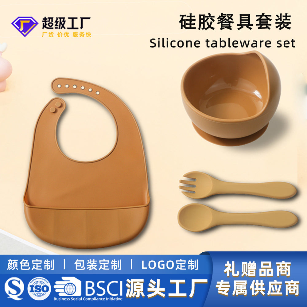 bestseller: silicone baby feeding set - spill-proof silicone bowl, spoon, and plate 3-piece set for kids