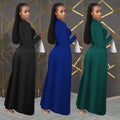 C7411 cross-border   fashion women's elegant waist-cinching criss-cross collar long-sleeve dress