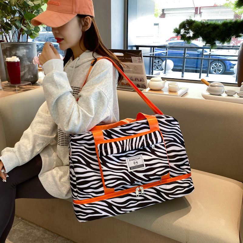 New folding travel bag large capacity shoulder hand luggage women's short trip swimming fitness bag versatile