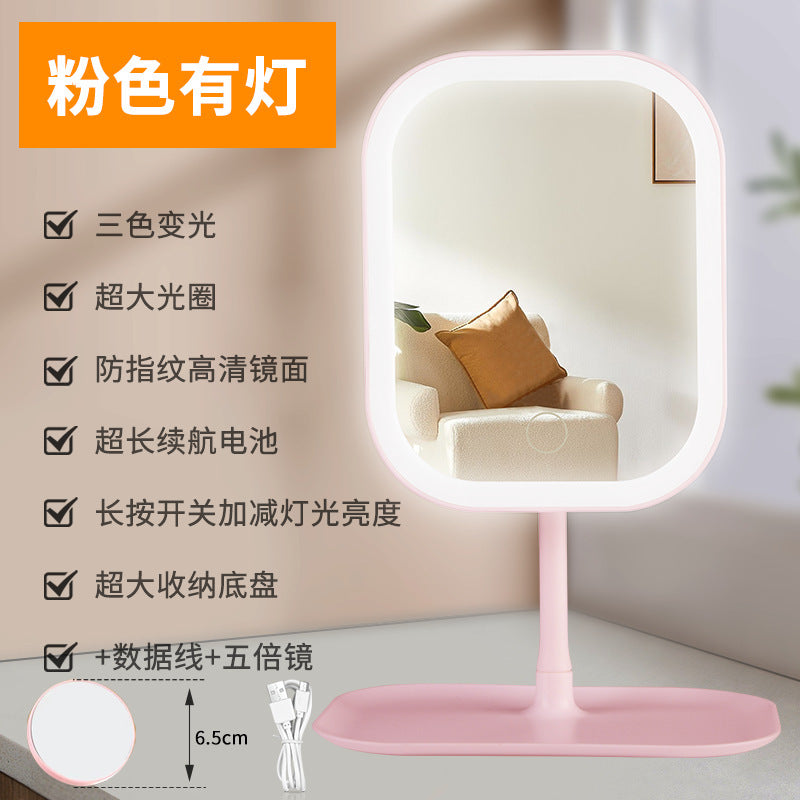 Led makeup mirror - portable desktop vanity mirror with light for students, dorms, and travel - compact and portable