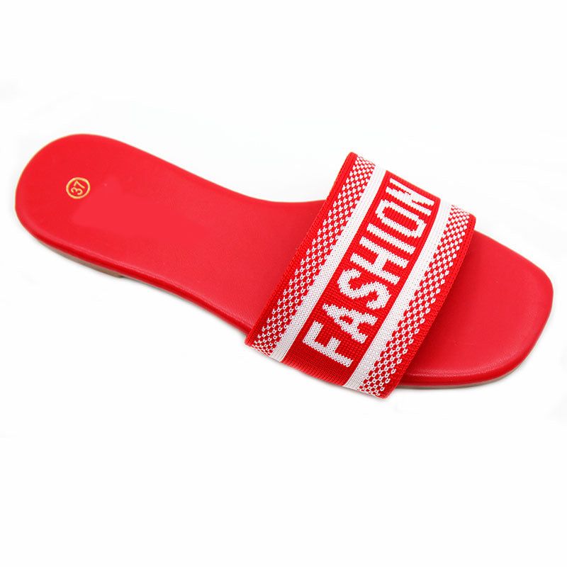 In Stock Ladies slippers Yiwu stall direct sales fashion embroidery  flat bottom cool slippers