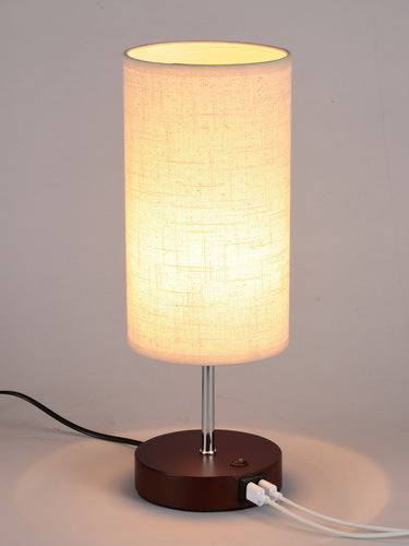 USB charging table lamp wooden base small table lamp  e-commerce  provides E26 zipper lamp holder touch dimming