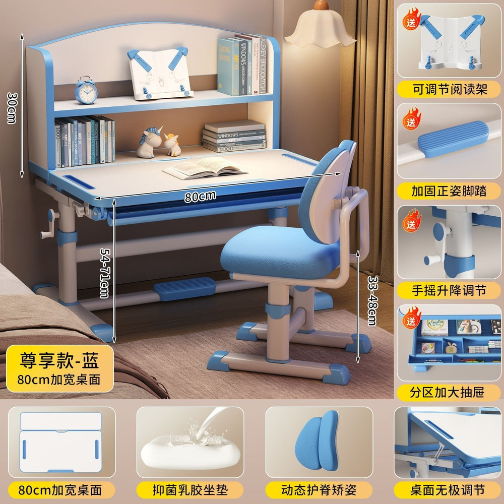Adjustable height desk and chair set for kids - perfect for elementary school students, home study, and writing