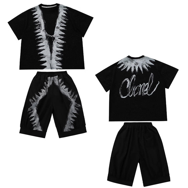 Boys' short-sleeve t-shirt and shorts set - summer loose fit casual kids' fashion brand new  trendy outfit - stylish and cool