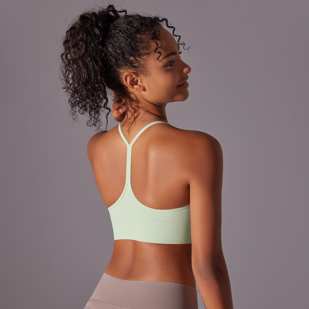 european and american double-sided brushed comfortable i-shaped back yoga wear sports intimates running fitness yoga bra for women