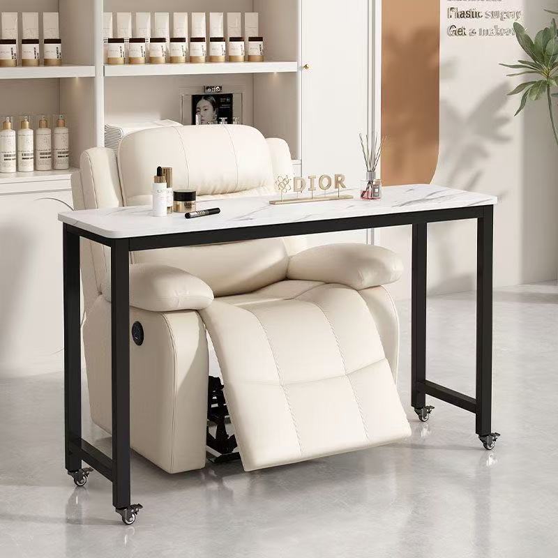 Japanese-style single-tier sofa table with wheels - modern minimalist multifunctional nail salon table with pulleys - mobile nail art table