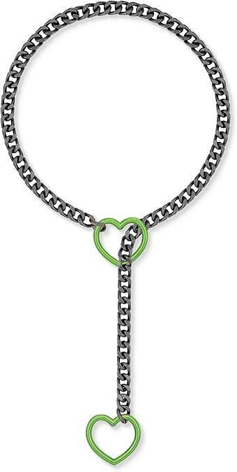 2024 new cross-border multi-color heart & o-ring adjustable punk cuban long necklace - couple's style