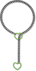 2024 new cross-border multi-color heart & o-ring adjustable punk cuban long necklace - couple's style