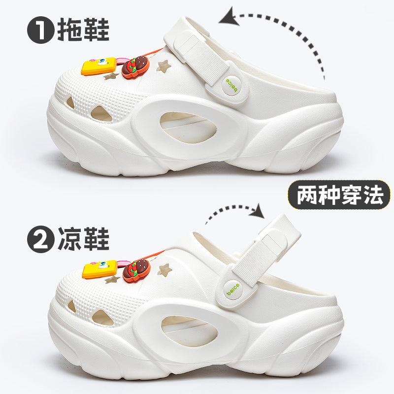 Spongebob squarepants thick sole heightened heel women's summer cool slippers summer outwearnon-sliptoe slippers two-wear beach crocs