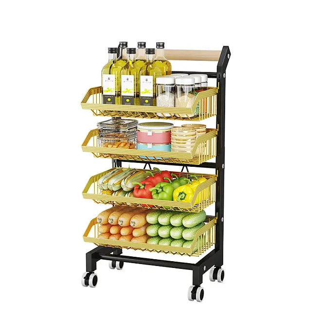 Shelf kitchen floor seasoning vegetable storage rack trolley sundries storage rack adjustable multi-layer trolley