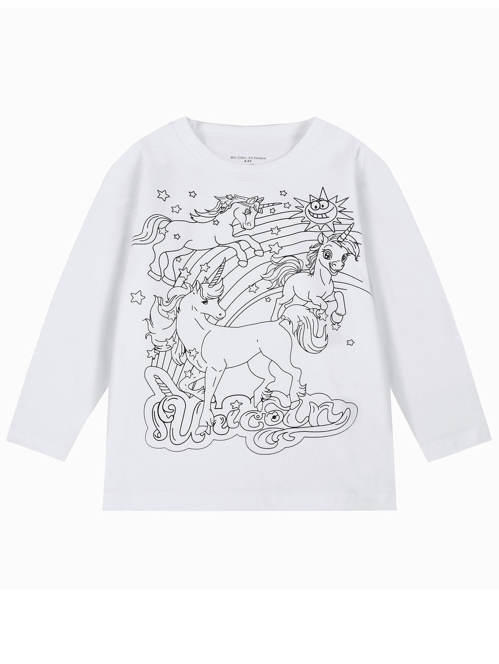 Unique diy fun graffiti hand-painted coloring mermaid design 95% cotton spring/autumn american style girls' long-sleeve t-shirt