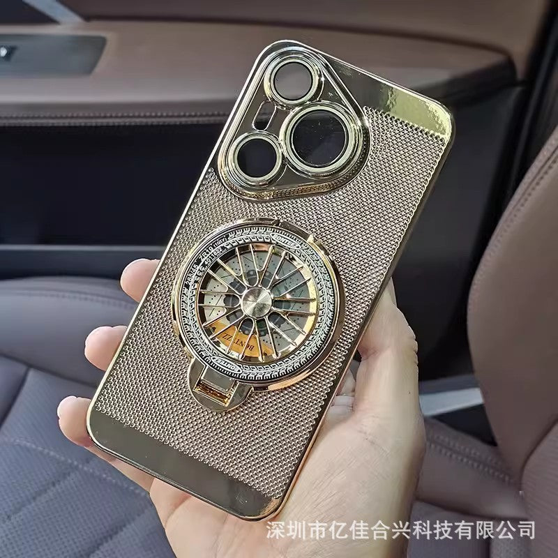 Electroplated breathable heat dissipation shell suitable for huawei p70pro mobile phone case magnetic gyro bracket mate60pro hard shell