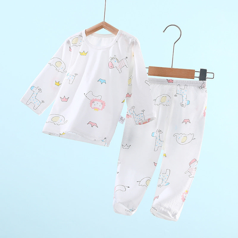 Kids' summer pajamas - lightweight long sleeve cotton set for toddlers, boys, and girls - baby loungewear, perfect for air conditioning