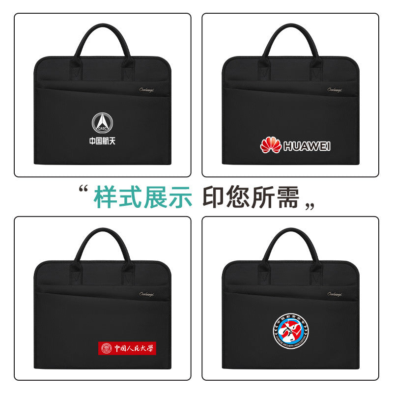 Large capacity business briefcase with sponge padding, oxford cloth double-layer document organizer, customizable with printing