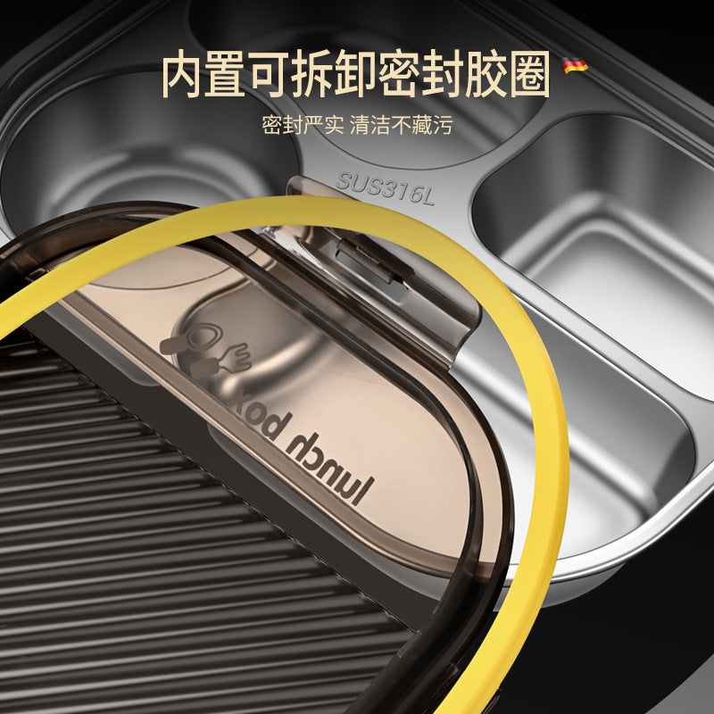 316 stainless steel lunch box food grade office worker sealed leak-proof bento box canteen portable divided lunch box set