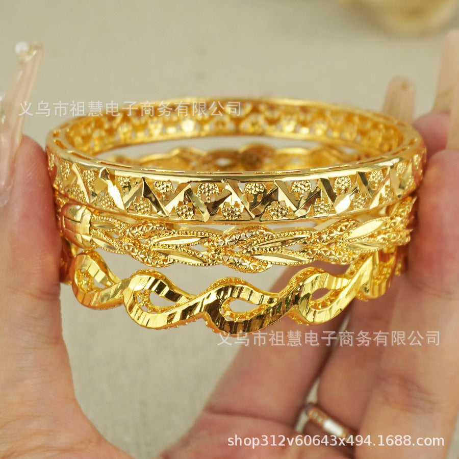 dubai women's gold-plated indian african copper bangle charming wedding ethiopian handmade luxury jewelry