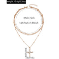 Wholesale diamond-encrusted choker necklace, european and american style cross-border sweater chain, alloy necklace for women, multi-layered wearing, cross pendant necklace