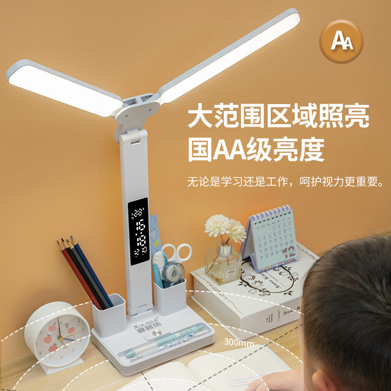 Multifunctional smart display desk lamp - eye protection, plug-in & rechargeable, ideal for elementary school homework, dorm study, and reading