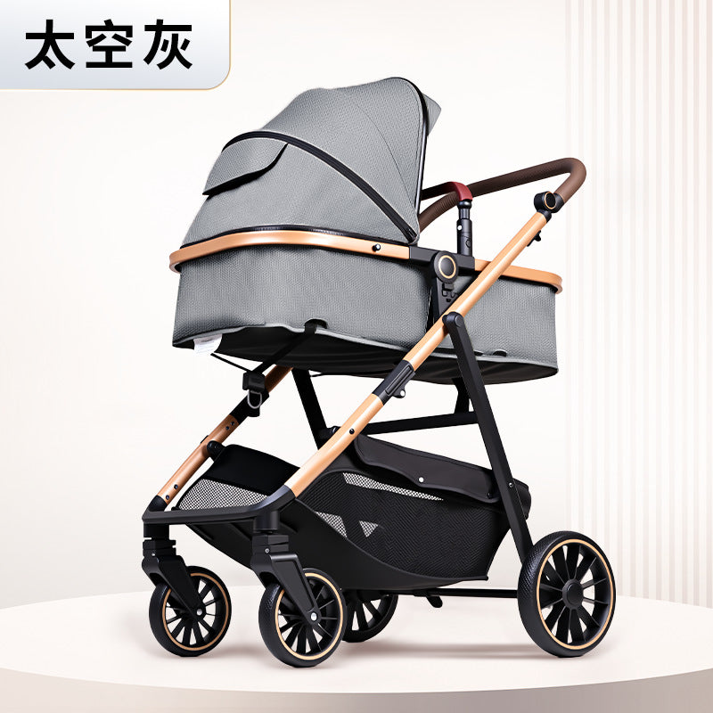 High-view double-decker stroller, 0-3 years, convertible pushchair, lightweight & foldable