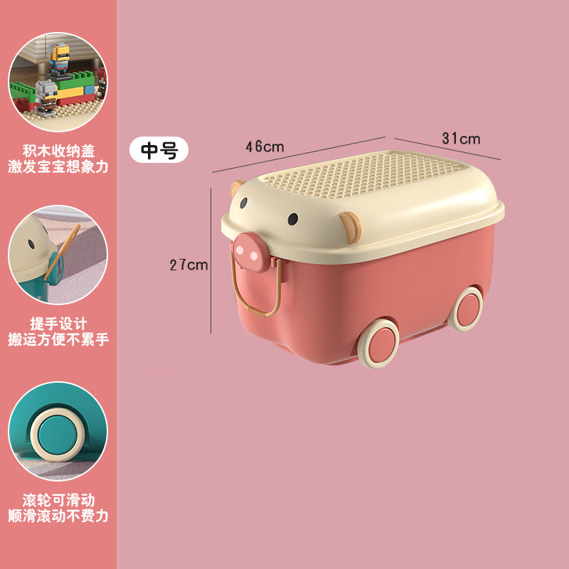 Kids toy storage box cute large capacity storage box plastic for home storage box baby clothes snack storage