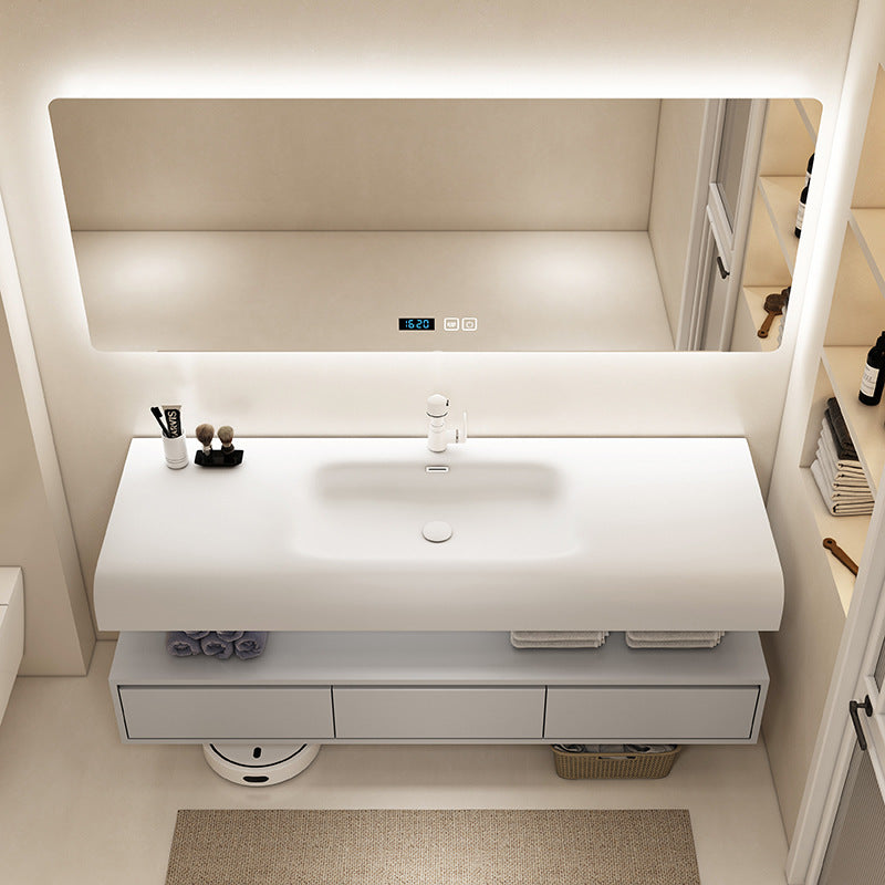 Qimei stone skin feeling integrated basin, simple wind bathroom, hanging cabinet, bathroom, wash basin, washstand, bathroom cabinet combination