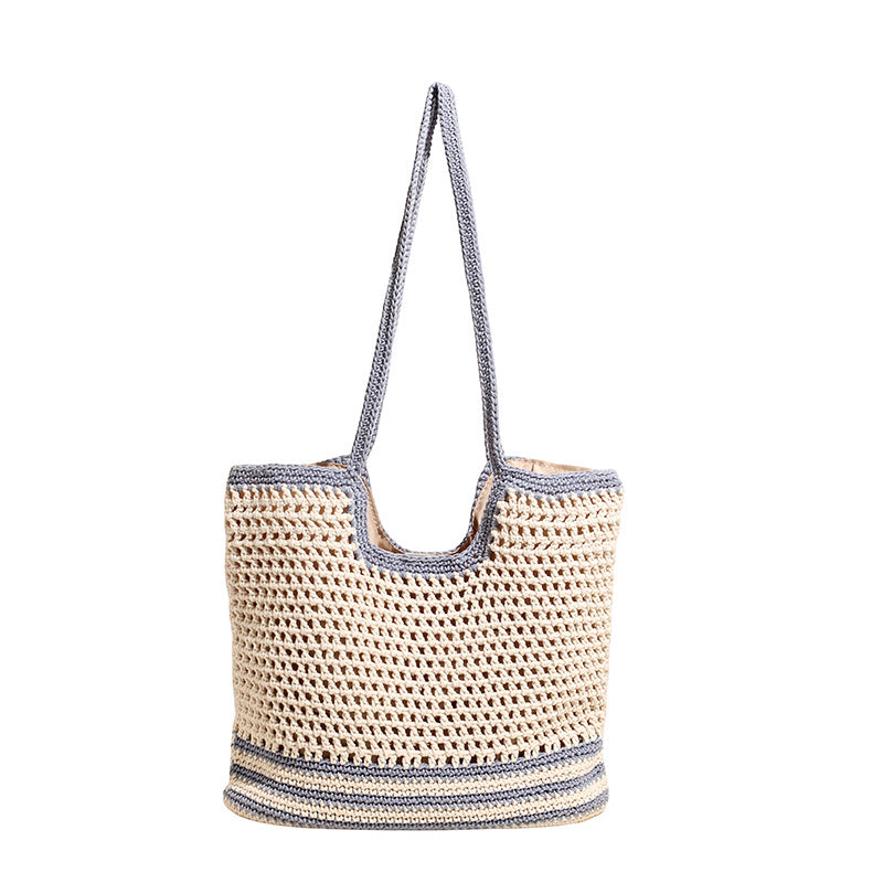 Cross-border commuting large-capacity hollow woven bag women's 2025 new versatile shoulder bag casual knitted tote bag