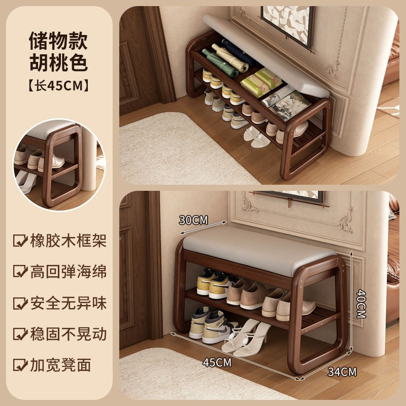 For home door shoe changing stool solid wood light luxury can sit shoe cabinet stool all-in-one entrance door extremely narrow can store shoe stool