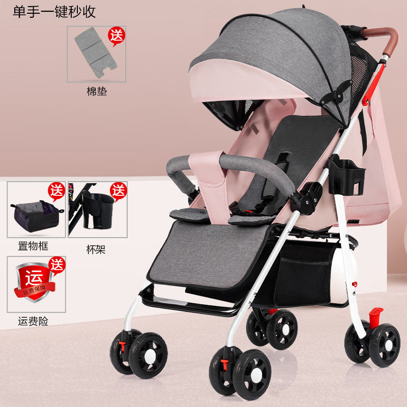 Baby stroller - lightweight, foldable, reclining, four-wheel pushchair for infants and toddlers - one-click folding - dropshipping available