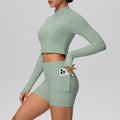 Cloud-feel outerwear short zip-up jacket with butt-lifting pocket shorts, a form-fitting activewear yoga set for women, perfect for running and fitness