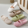 Baotou slippers women's summernew arrivalfashion soft bottomfor homeoutwear breathable flats crocs bows half slippers