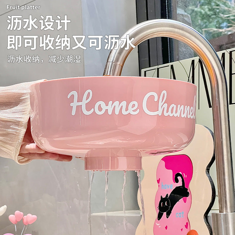 French dream fruit plate dopamine kitchen drain basket fruit basket creative living room coffee table snacks candy storage tray
