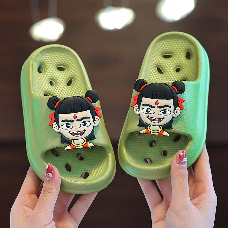 Slippers kidsbath bathroom slippers summer boys and girls cut out leaky non-smelly feet indoor for home soft bottom sandals