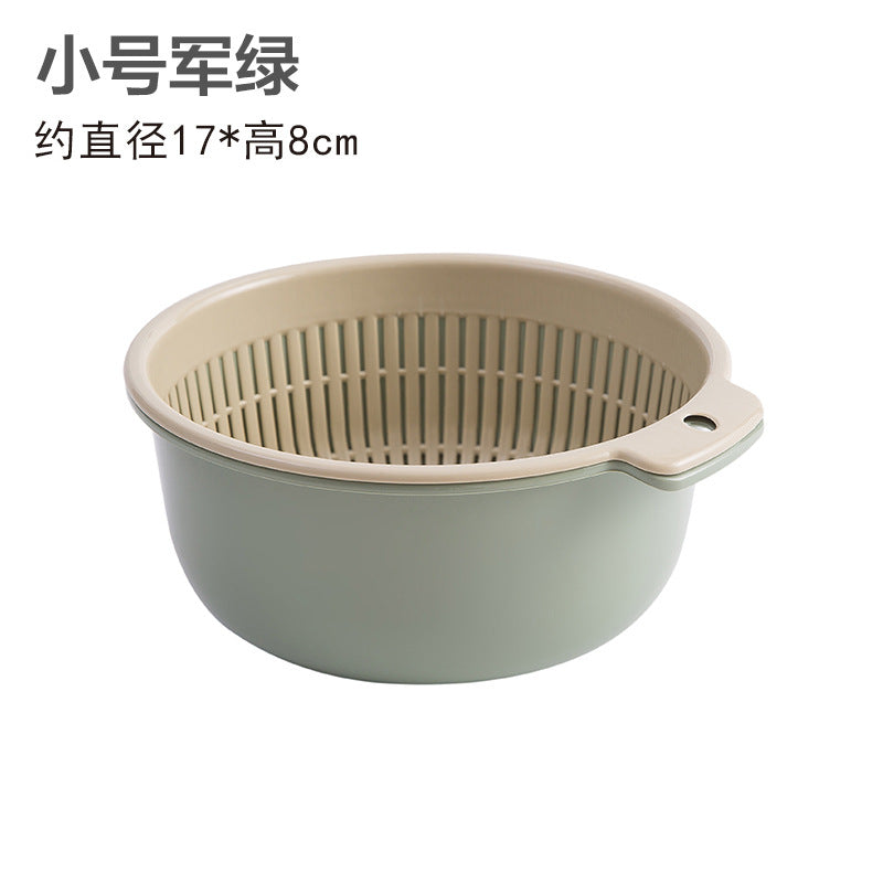 Double-layer sink drain basket six-piece set kitchen living room for home fruit washing plate casual plastic rice washing basket