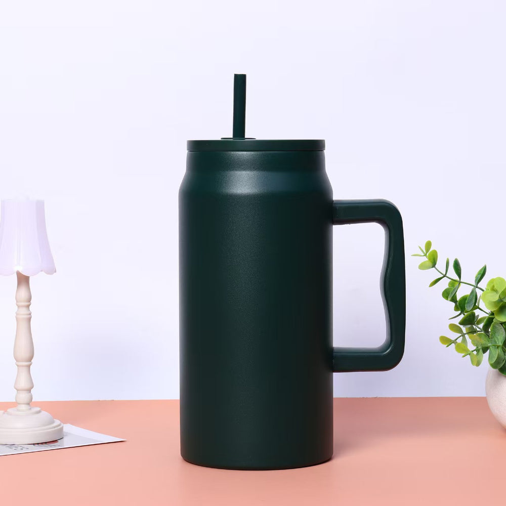 Amazon 50oz large capacity handle thermos cup 304 stainless steel car cup with straw portable ice cup