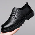 2025 men's soft leather shoes, men's sandals, business british style, groom's suit set, men's hollow-out breathable non-slip