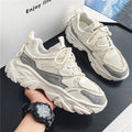 Men's winter breathable mesh sneakers 2025 new casual chunky sole running shoes for teens - trendy dad shoes