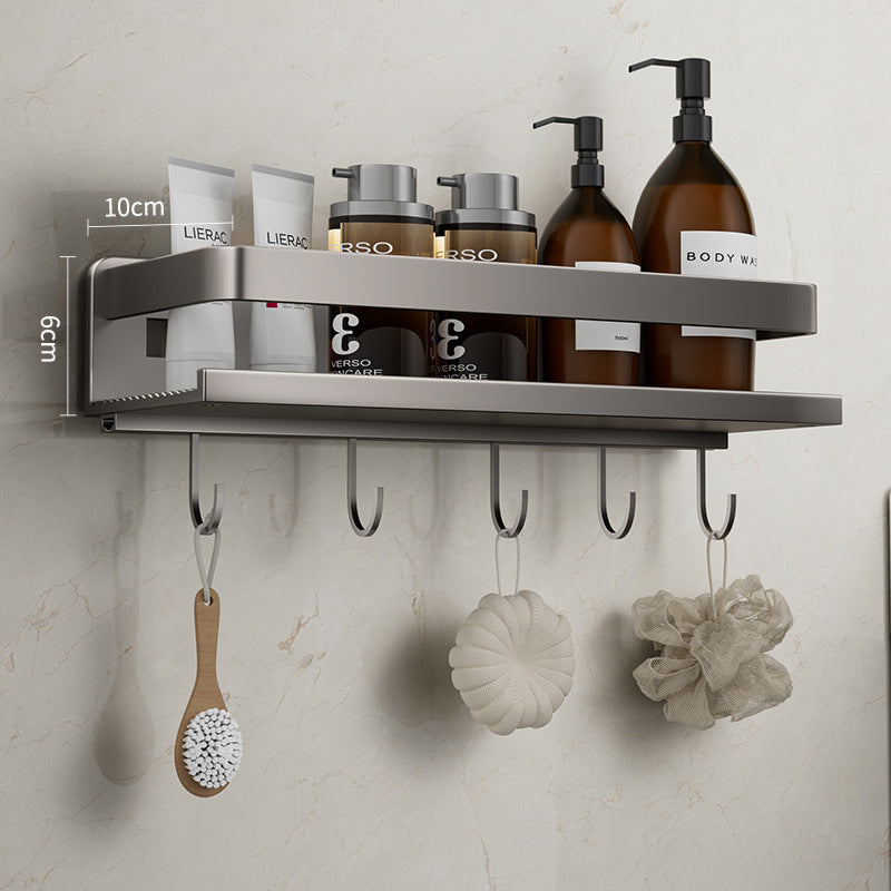 Removable and washable space aluminum bathroom rack Wall-mounted non-punching bathroom cosmetic storage rack Factory direct sales