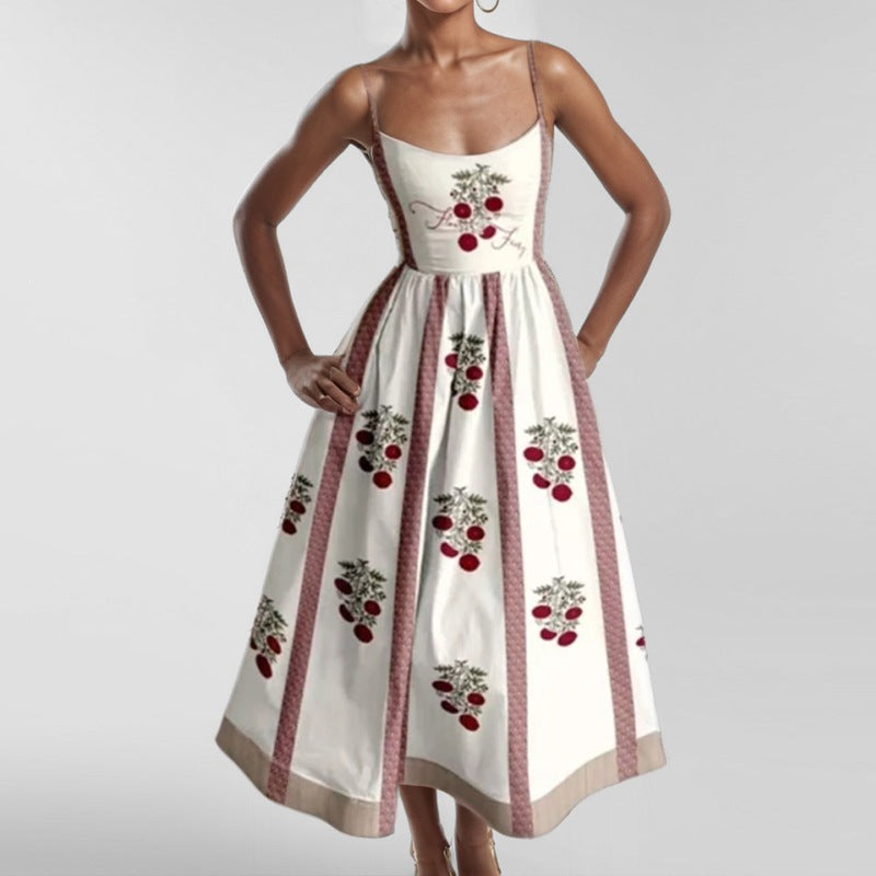 cross-border e-commerce european and american women's clothing: new summer collection - elegant vacation style, unique print, slim-fit cami dress