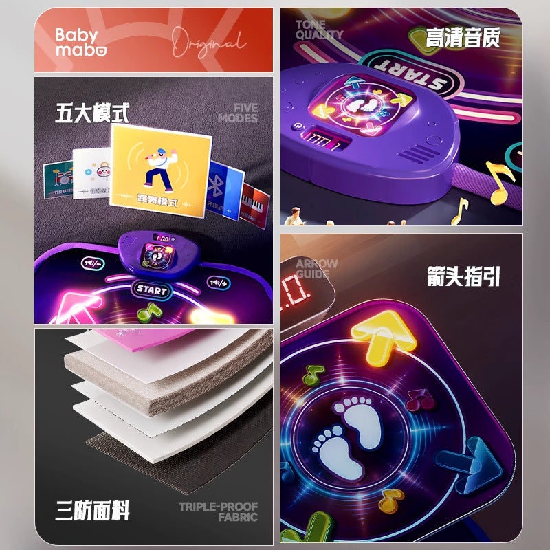 Kids' educational light-up musical dance mat - bluetooth activated, sports & gaming, casual fitness, jumping toy for boys & girls