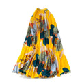 Vintage print pleated elastic waist fashion skirt - women's high-waisted a-line skirt - commute-friendly, flowy maxi skirt for summer