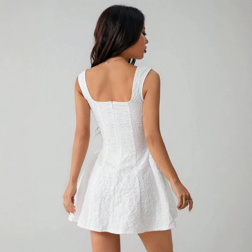 new sweet jacquard chic short dress - vintage sexy slim-fit mini dress