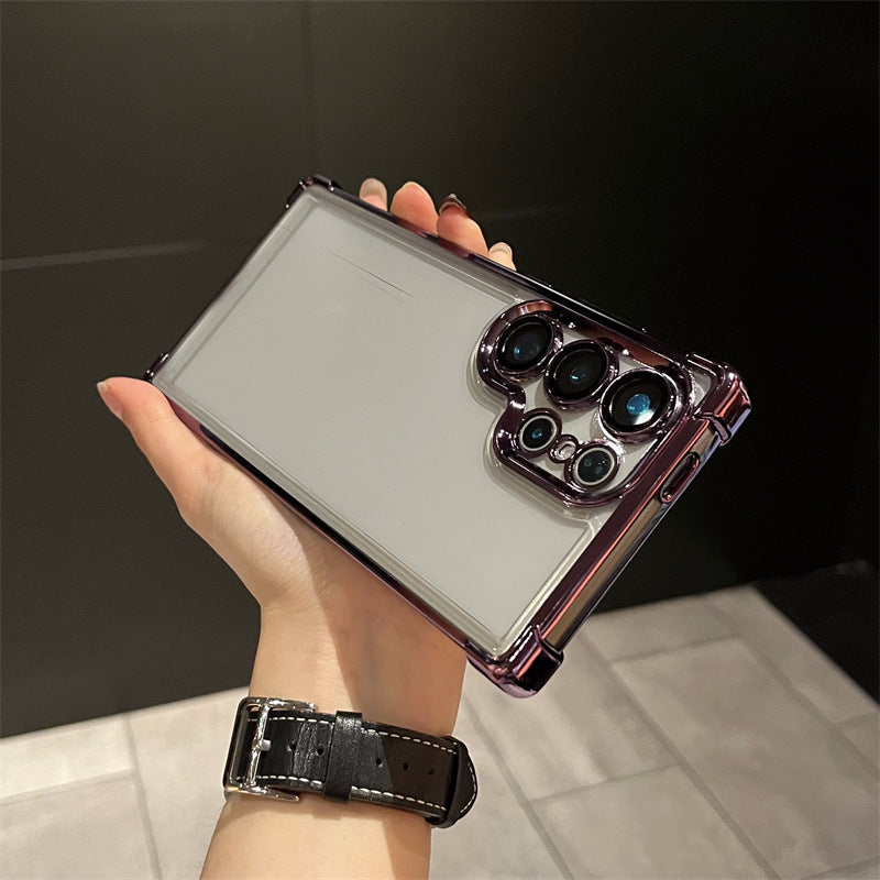 Suitable for samsung s26ultra mobile phone case a56 with lens film electroplated four-corner airbag all-inclusive anti-fall tpu soft shell